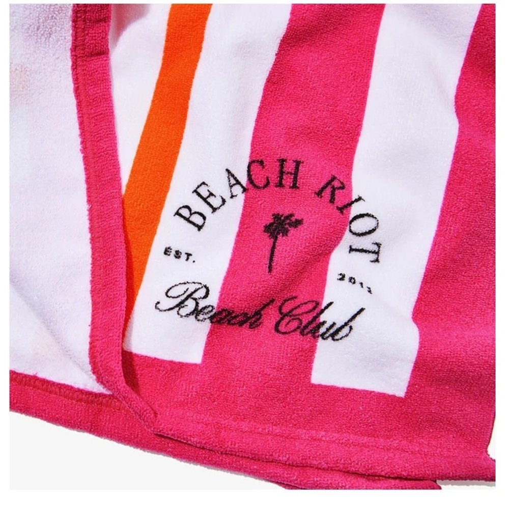 Beach Riot Beach Towel Pink Orange Stripe  30" x 68" New in Package